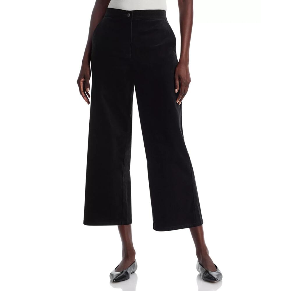 Eileen Fisher Velveteen Wide Leg Ankle Pants Black Size XL 0672
